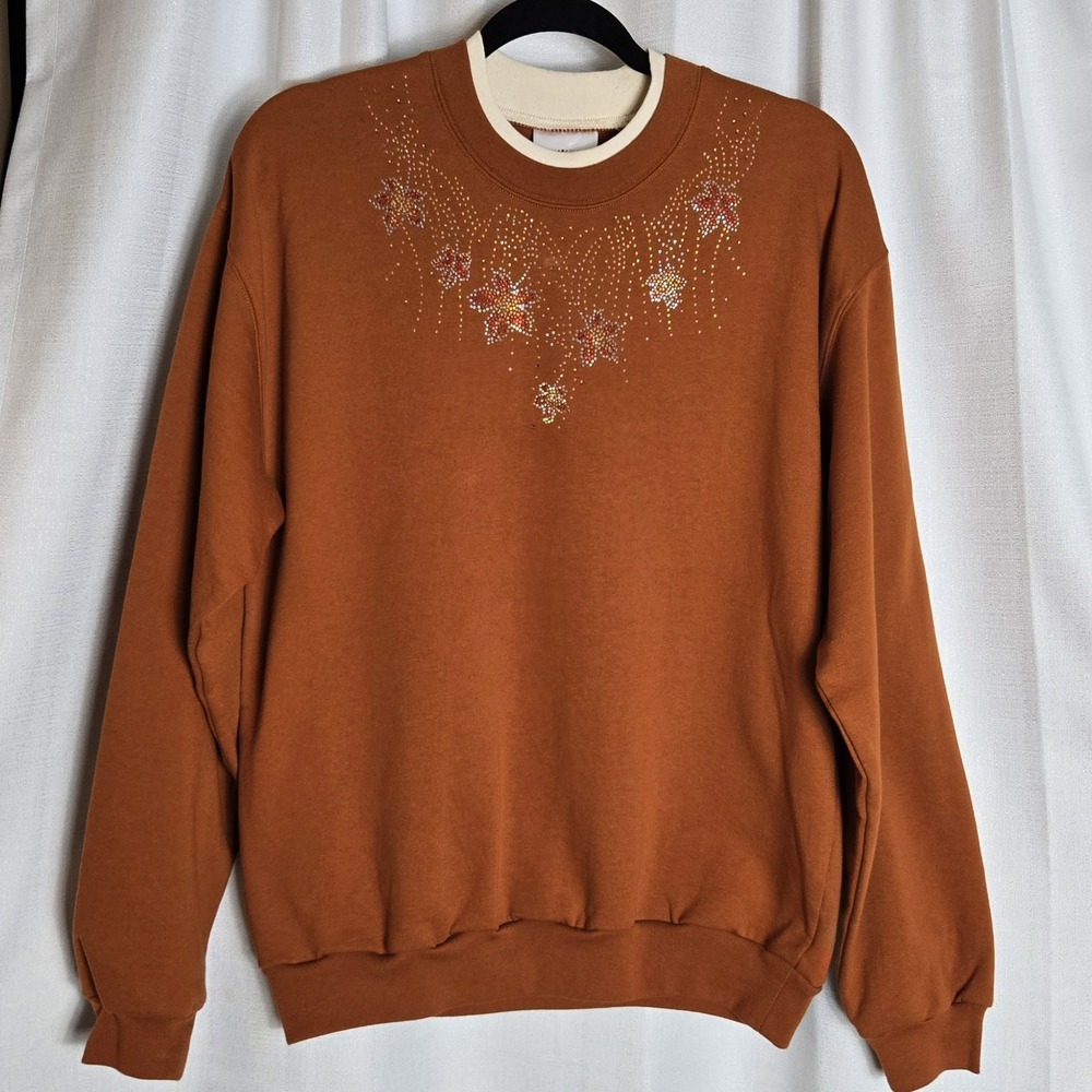 Womens Y2K Liberty Lane Fall Leaves Sparkle Sweatshirt SEE‎ MEASUREMENTS